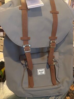 Herschel Supply Company Grey Backpack with Brown Straps